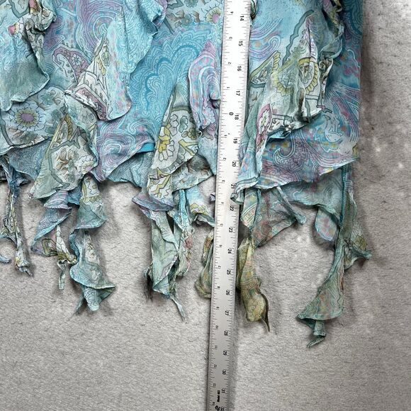 VTG Ice Midi Skirt Womens 10 Sheer Mesh Asymmetrical Fairy Grunge Boho Silk - Picture 7 of 13